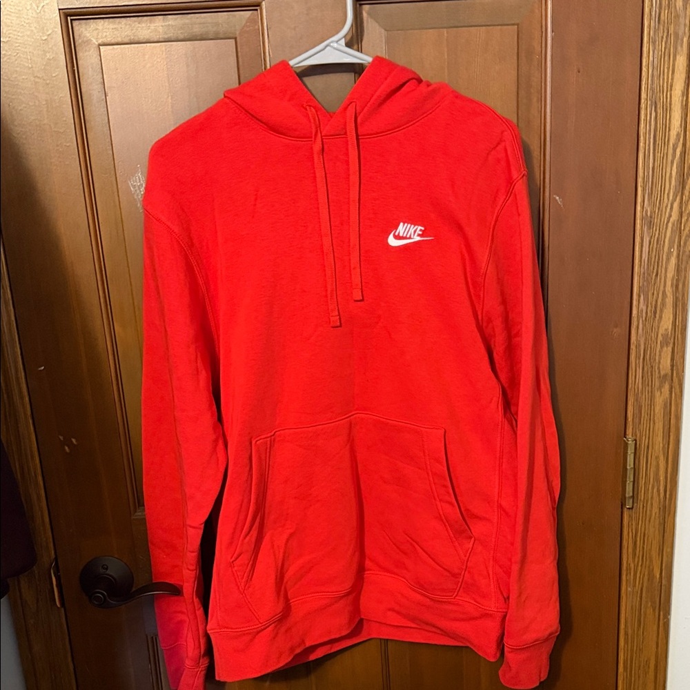 Nike Bright Red Hoodie with White Logo